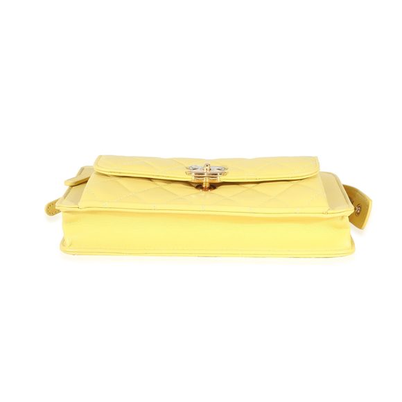 Chanel Yellow Lambskin Quilted Front Pocket Wristlet - Picture 6 of 7